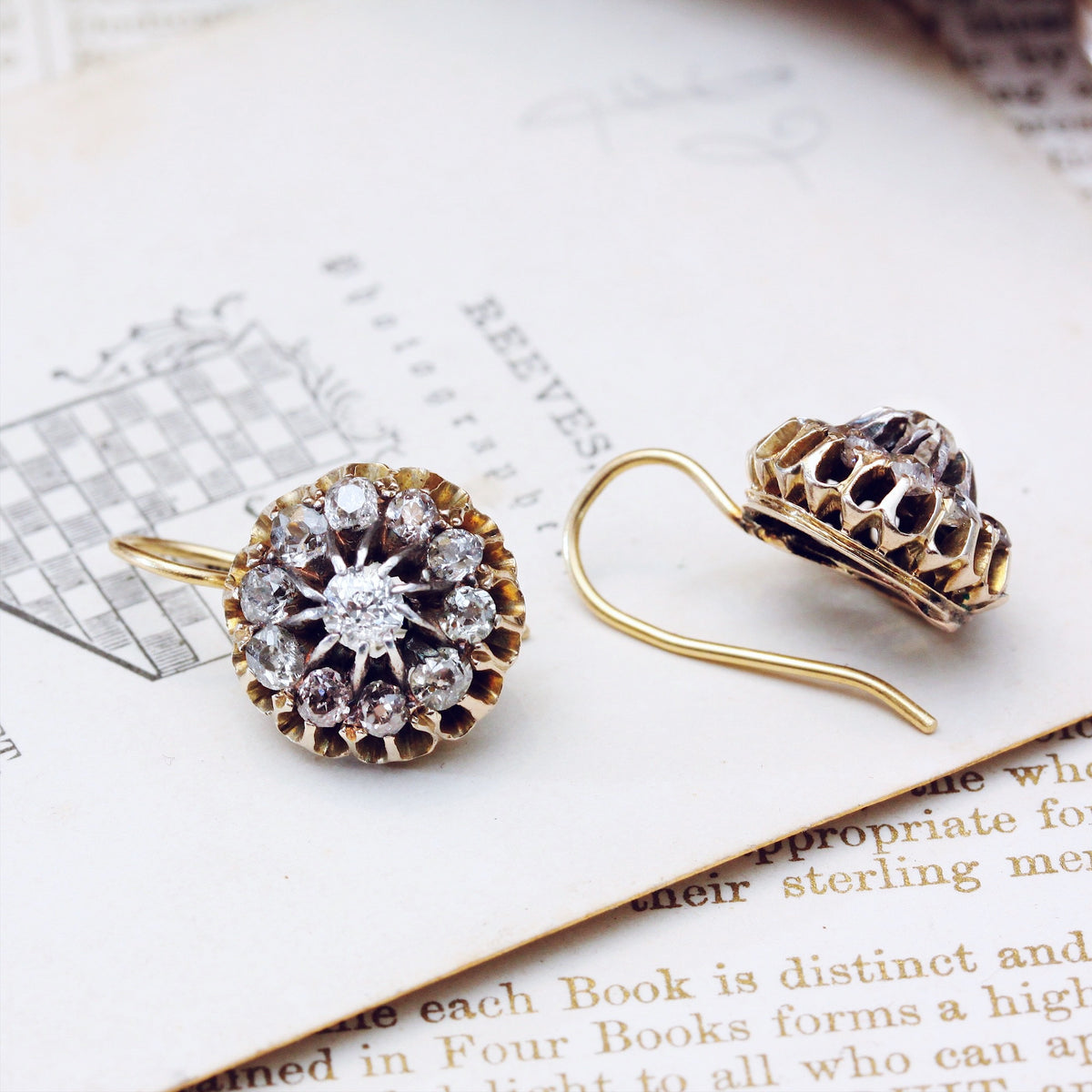 Oh Shimmering Starbursts!! Outrageous Vintage Diamond Cluster Earrings