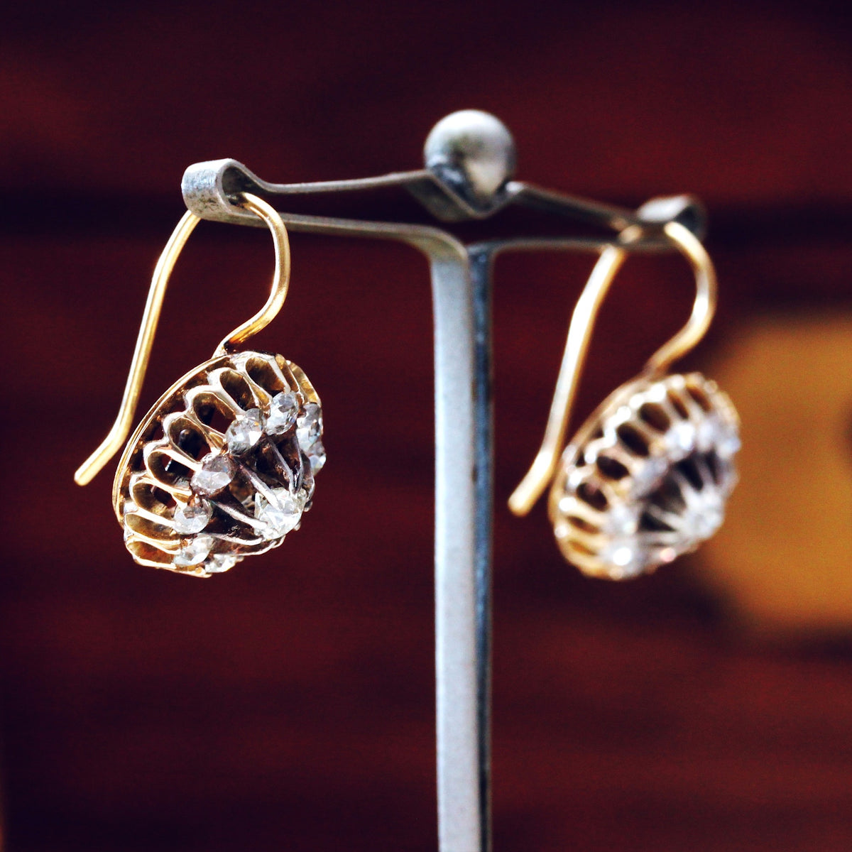 Outrageous Vintage Diamond Cluster Earrings