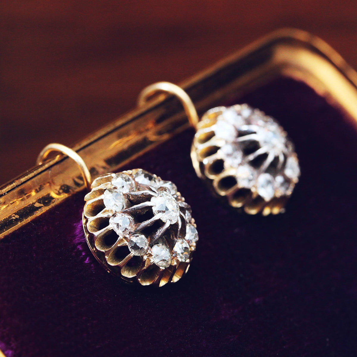 Oh Shimmering Starbursts!! Outrageous Vintage Diamond Cluster Earrings