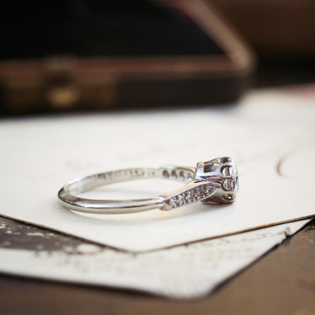 Vintage White Gold Diamond Solitaire Engagement Ring