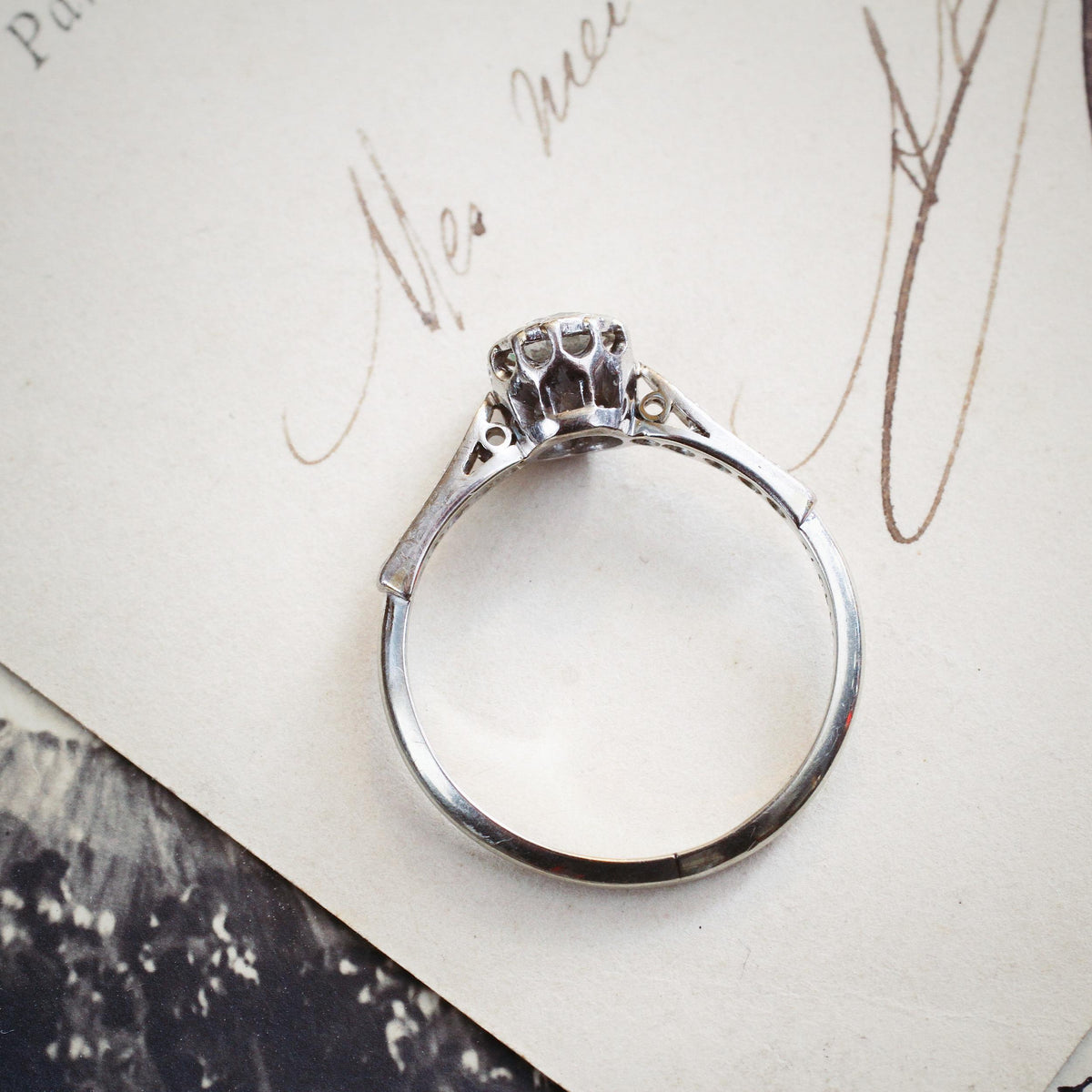 Vintage White Gold Diamond Solitaire Engagement Ring