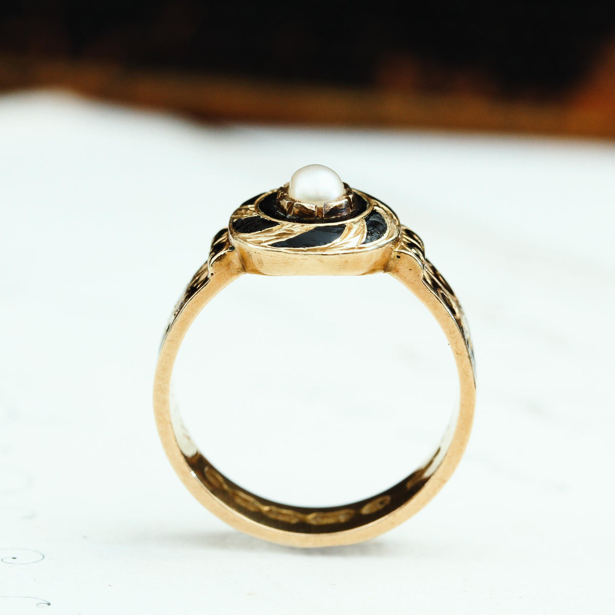 Endearing Date 1867 Enamelled Gold Mourning Ring