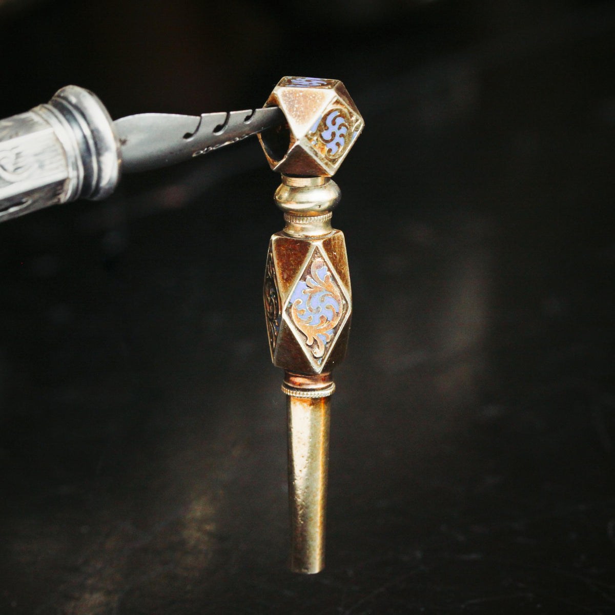 Enamelled Victorian Fob Watch Key