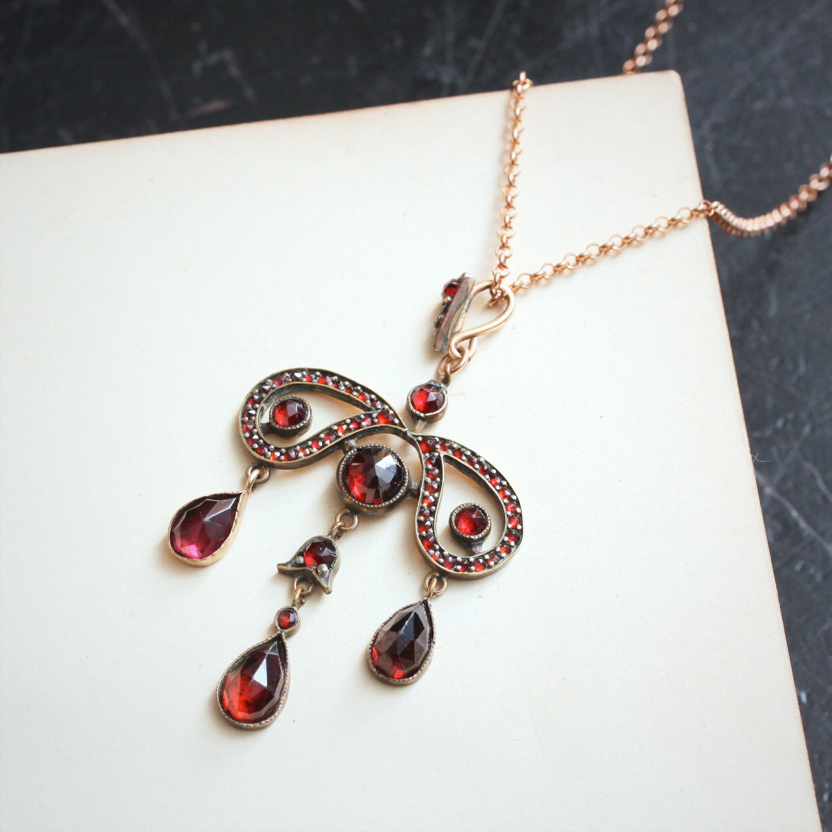 Vintage Rose Cut Bohemian Garnet Pendant