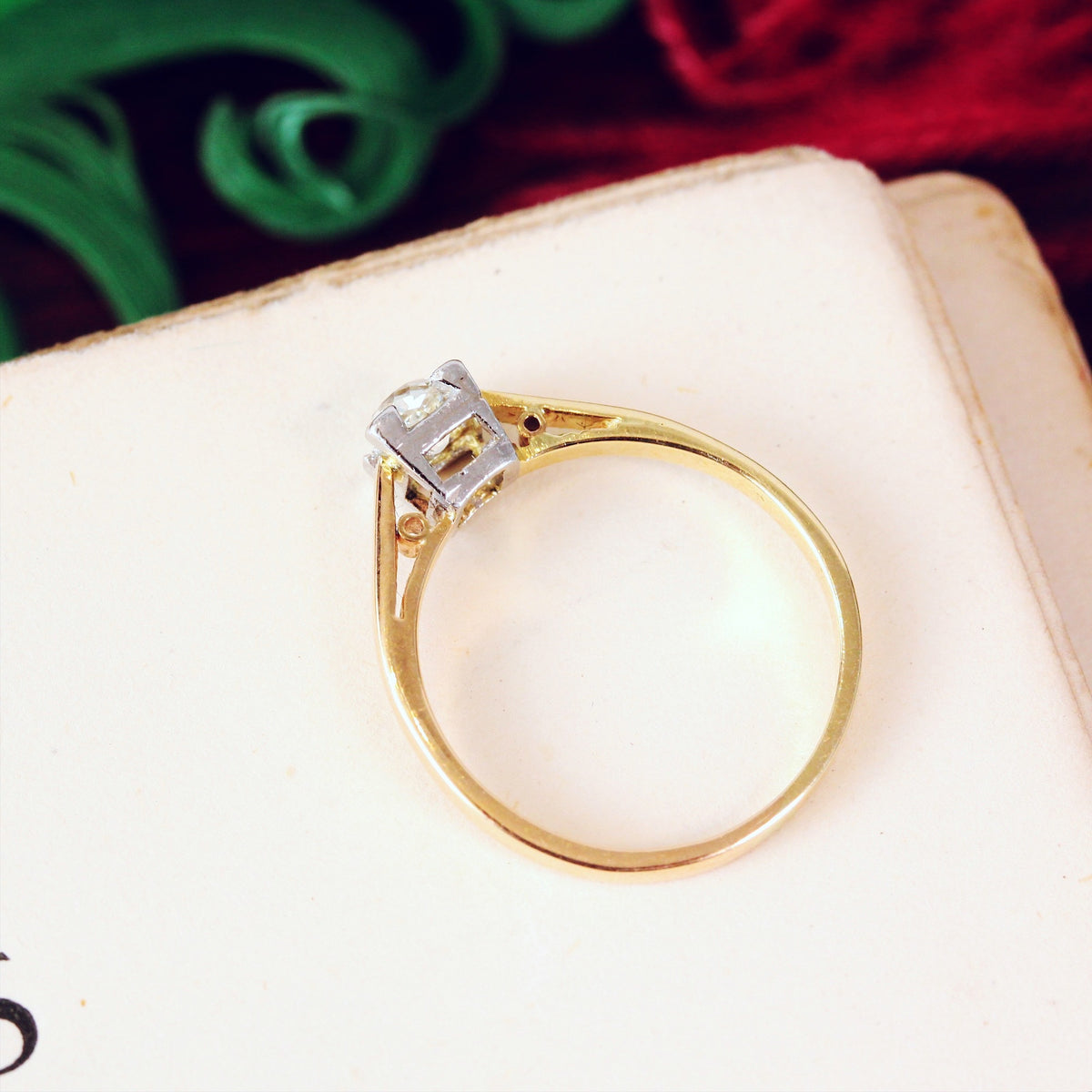 Recycled Old Hand Cut Diamond Engagement Ring