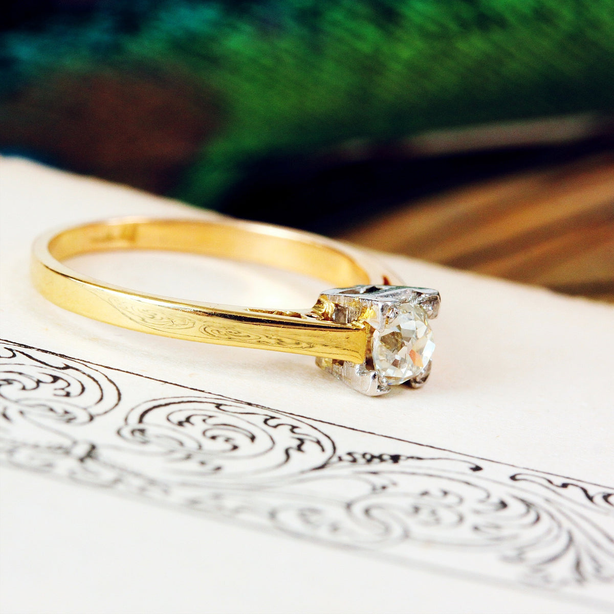 Recycled Old Hand Cut Diamond Engagement Ring