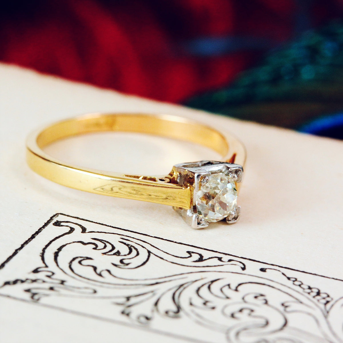 Old Hand Cut Diamond Engagement Ring