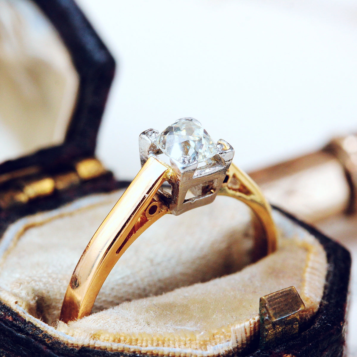 Old Hand Cut Diamond Engagement Ring