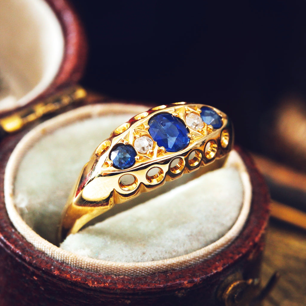 Edwardian Date 1916 Sapphire Diamond Ring