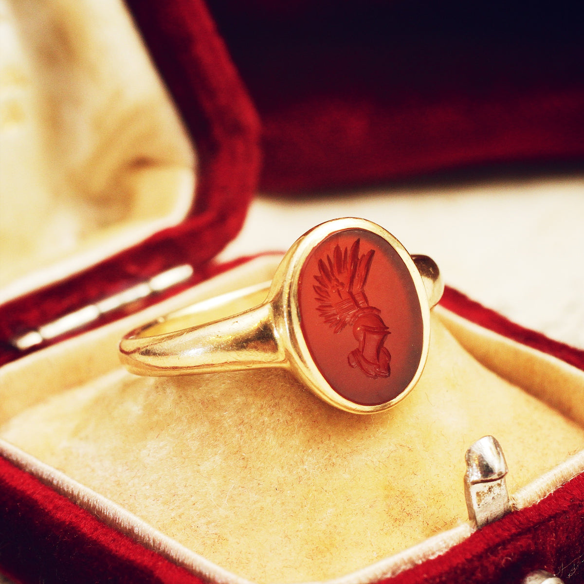 Roman Styled Carnelian Intaglio Signet Ring