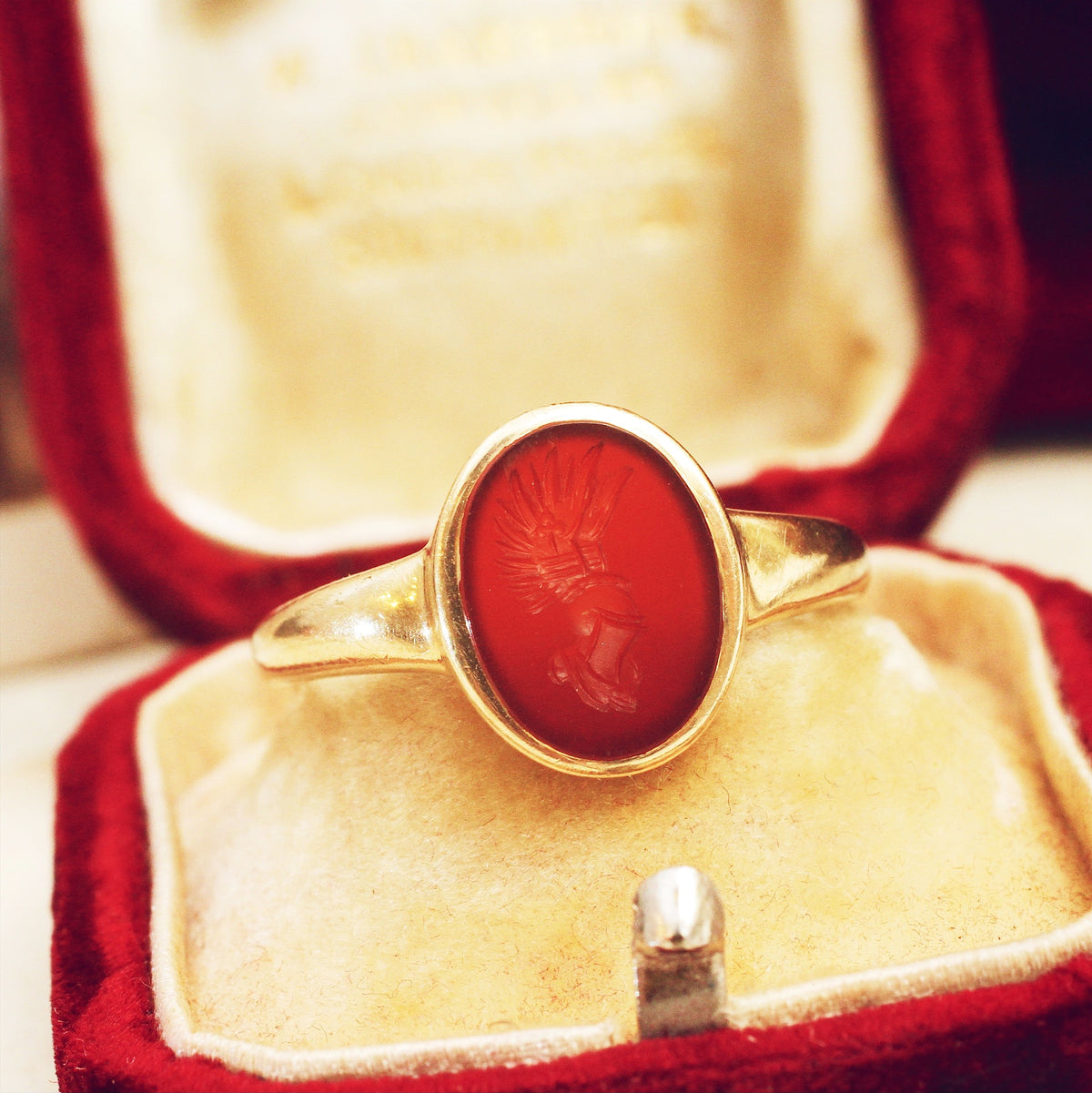 Roman Styled Carnelian Intaglio Signet Ring