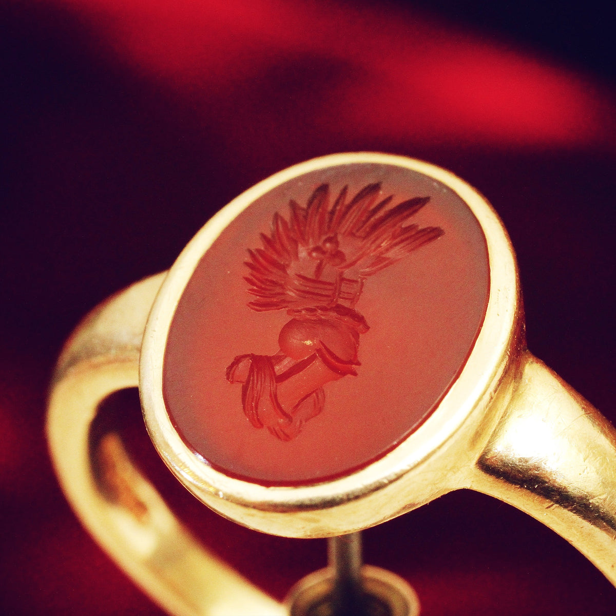 vintage gold carnelian ring