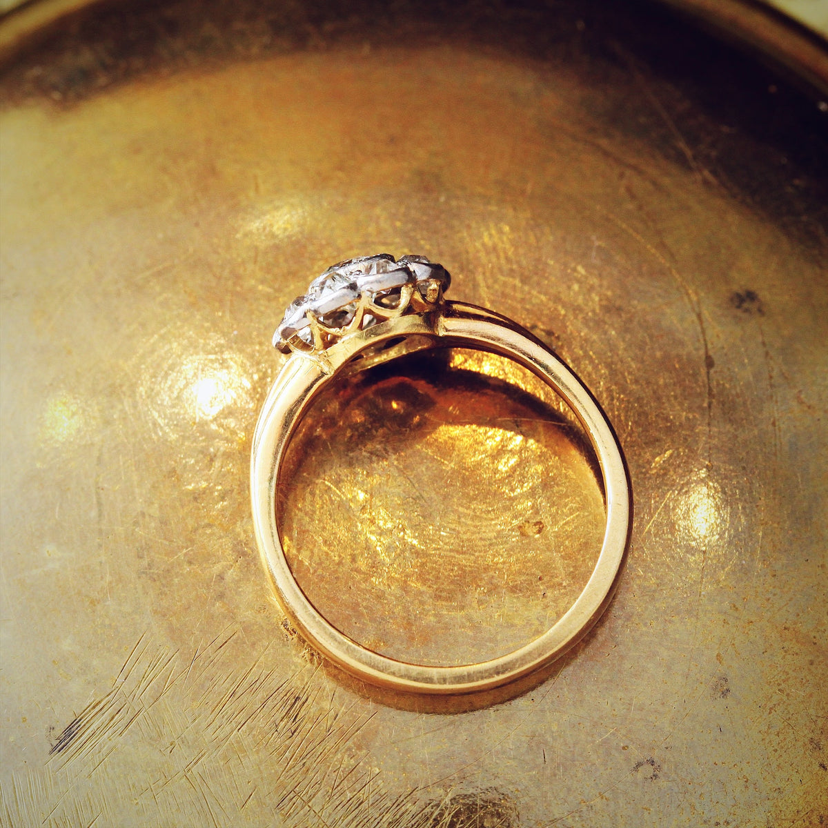 Scarce Find, Vintage Hand Cut Diamond Cluster Ring