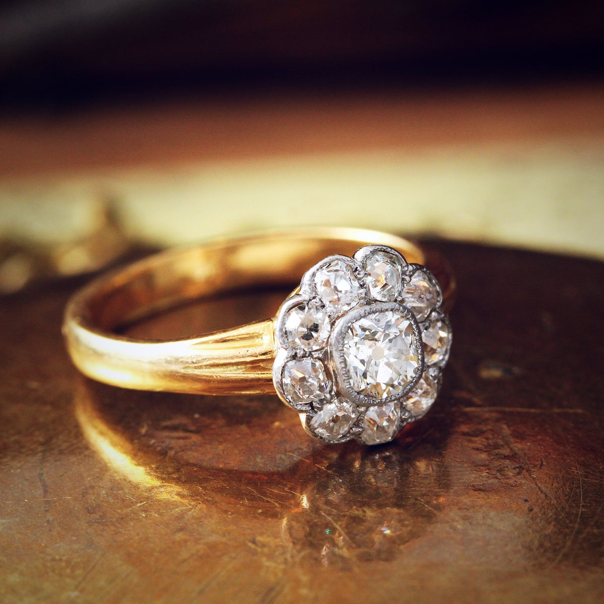 Vintage Hand Cut Diamond Cluster Ring