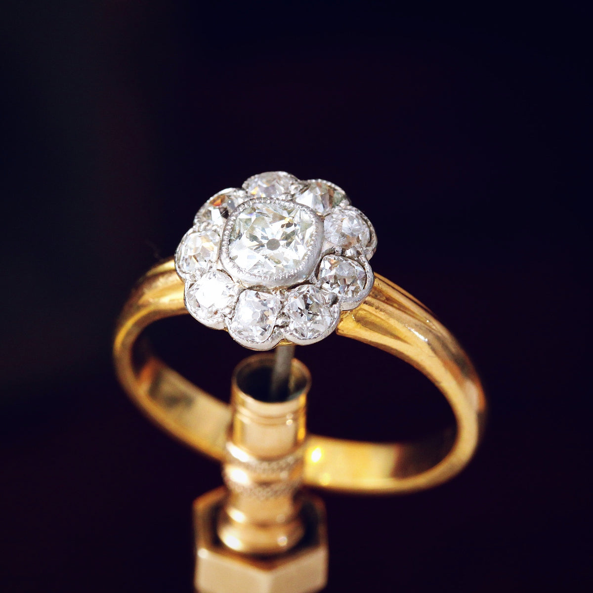 Vintage Hand Cut Diamond Cluster Ring