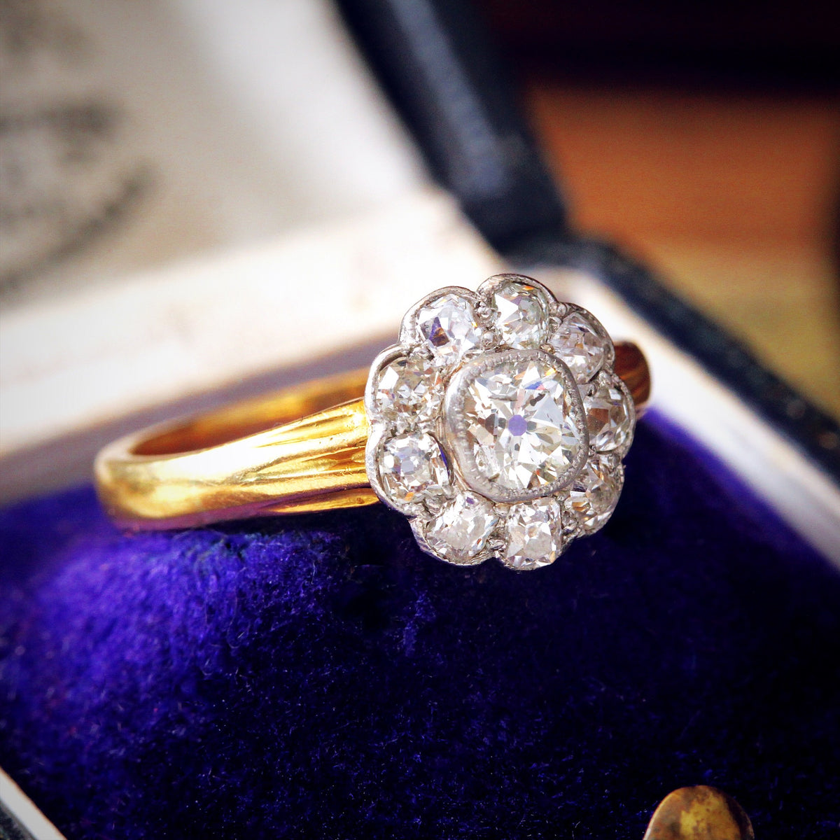 Vintage Hand Cut Diamond Cluster Ring