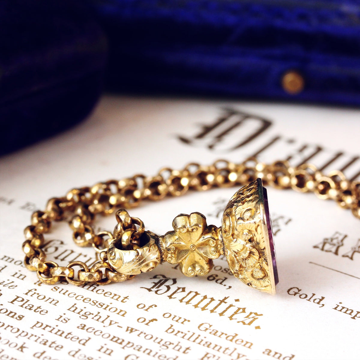 Antique 'Pensez a Moi' Seal Fob on Chain