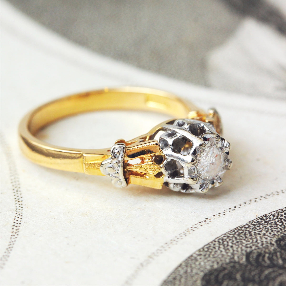 Vintage Diamond Solitaire Engagement Ring