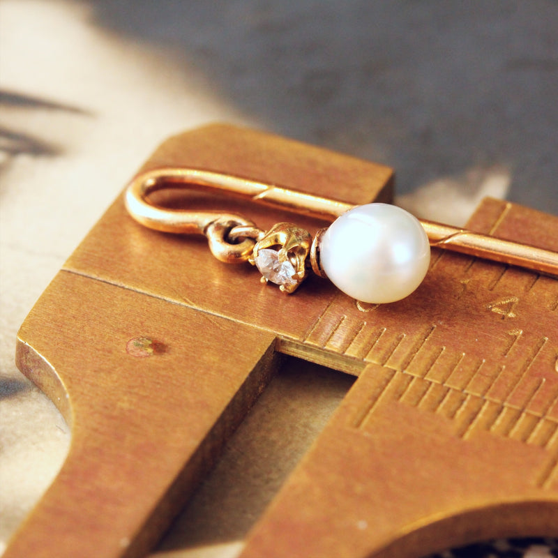 Delightsome Antique Pearl & Diamond Stick Pin
