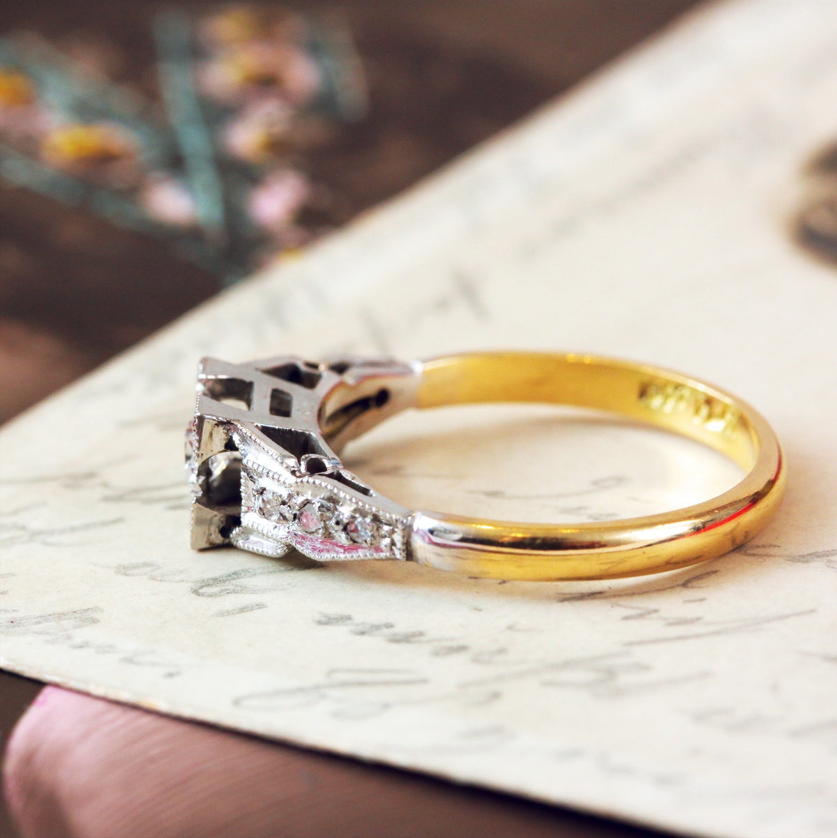 Vintage 1950's Art Deco Diamond Solitaire Engagement Ring