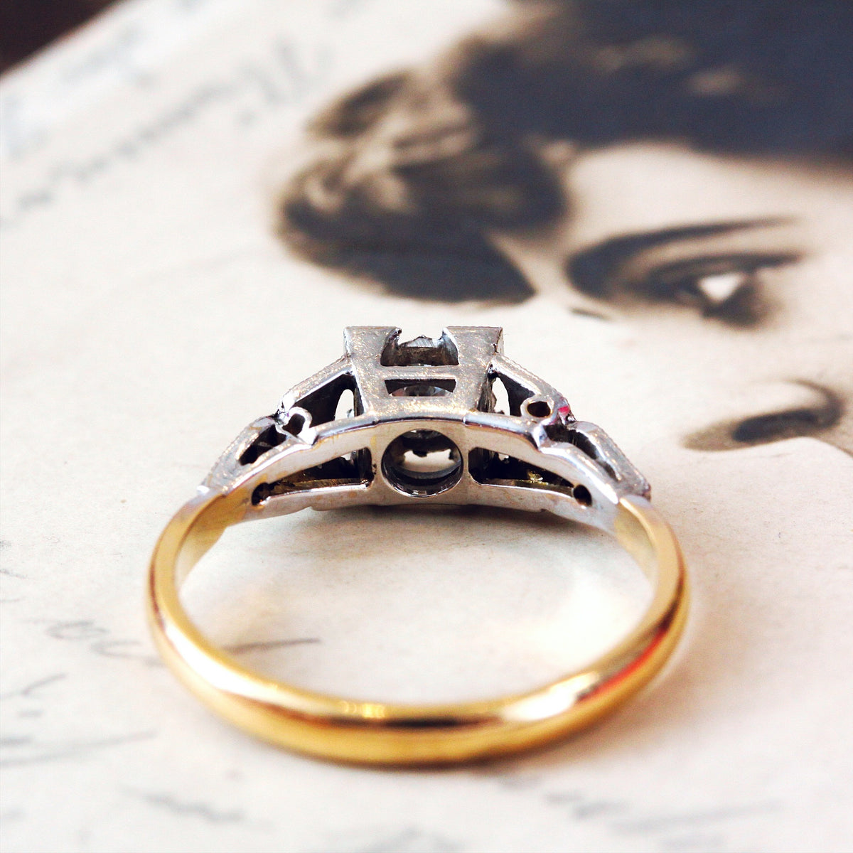 Vintage 1950's Art Deco Diamond Solitaire Engagement Ring