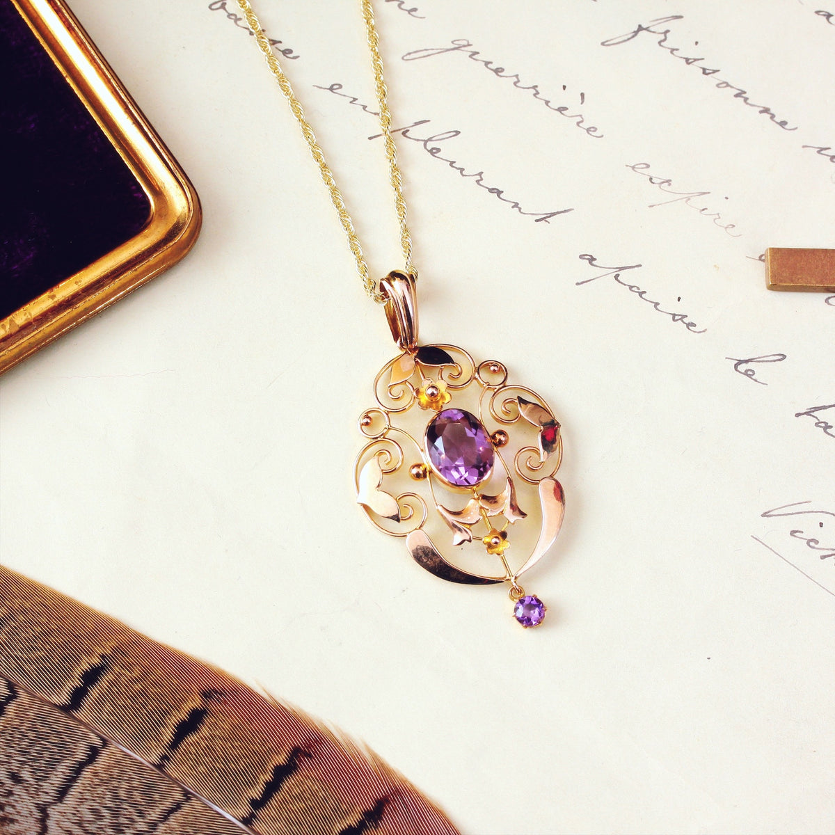 Antique Edwardian Amethyst Pendant