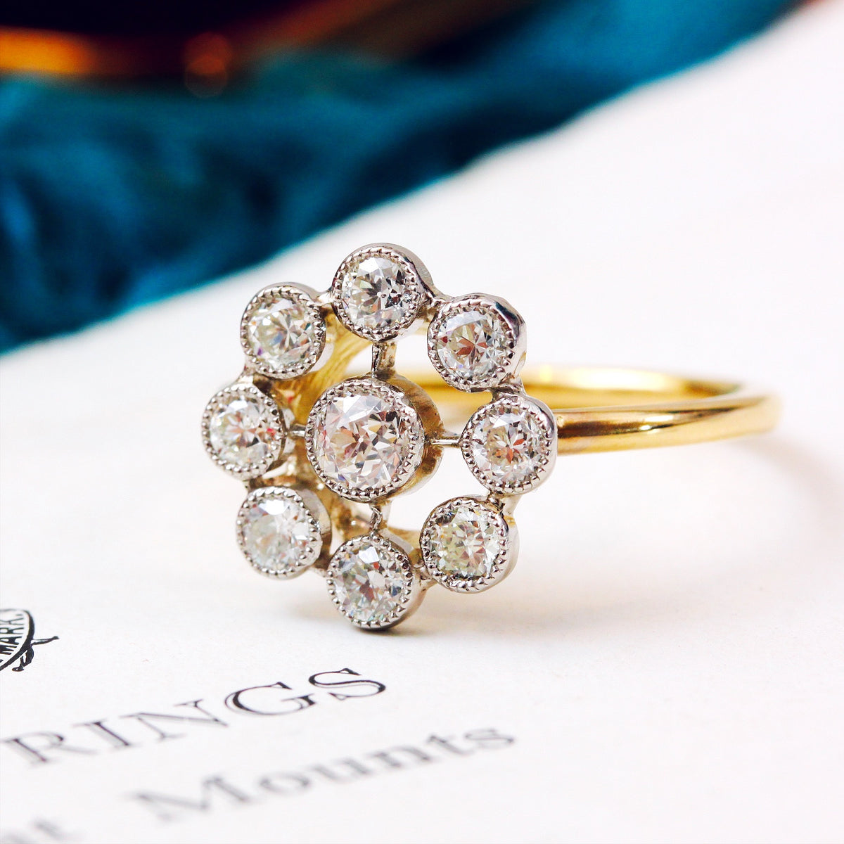 Vintage Hand Cut Diamond Halo Ring