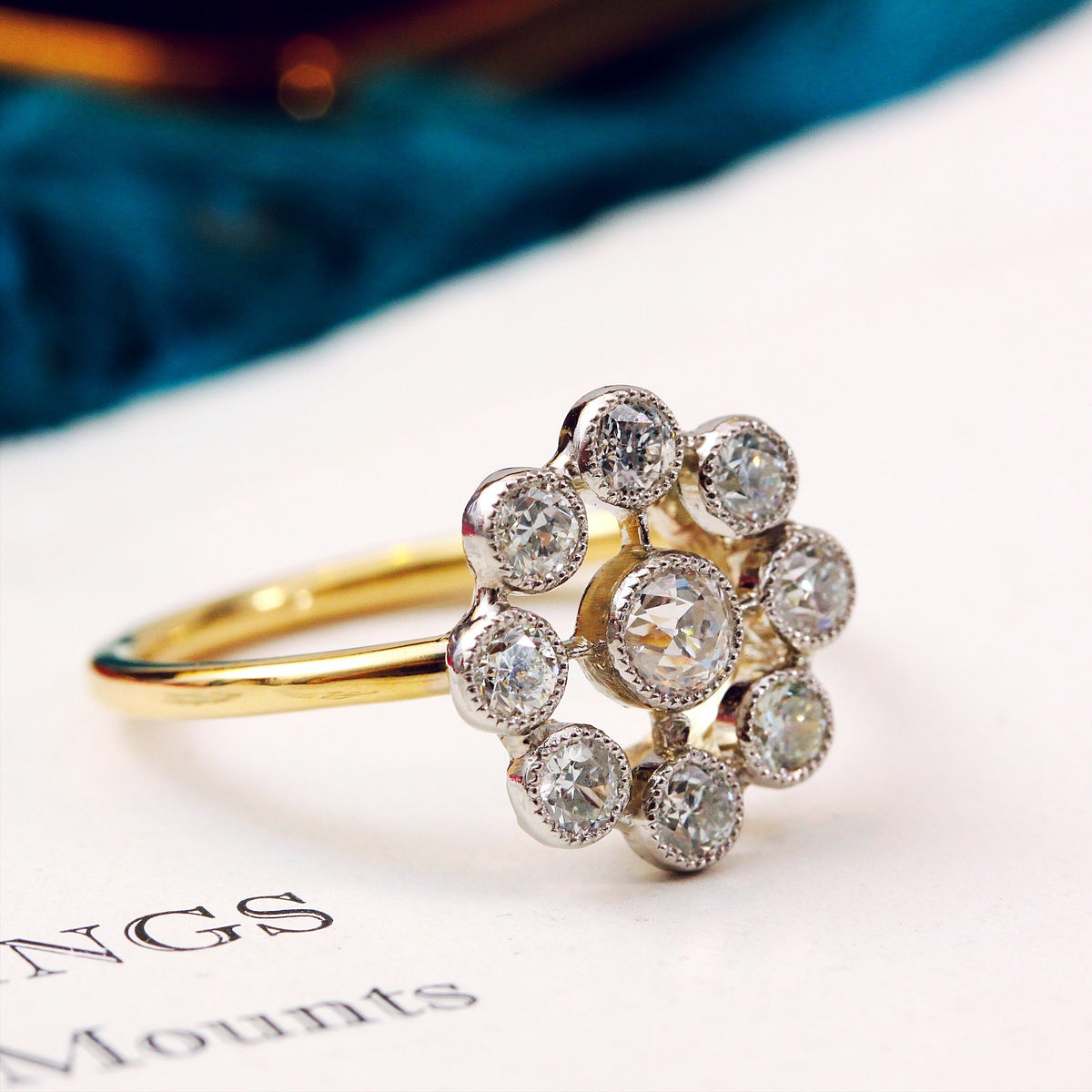 Vintage Hand Cut Diamond Halo Ring