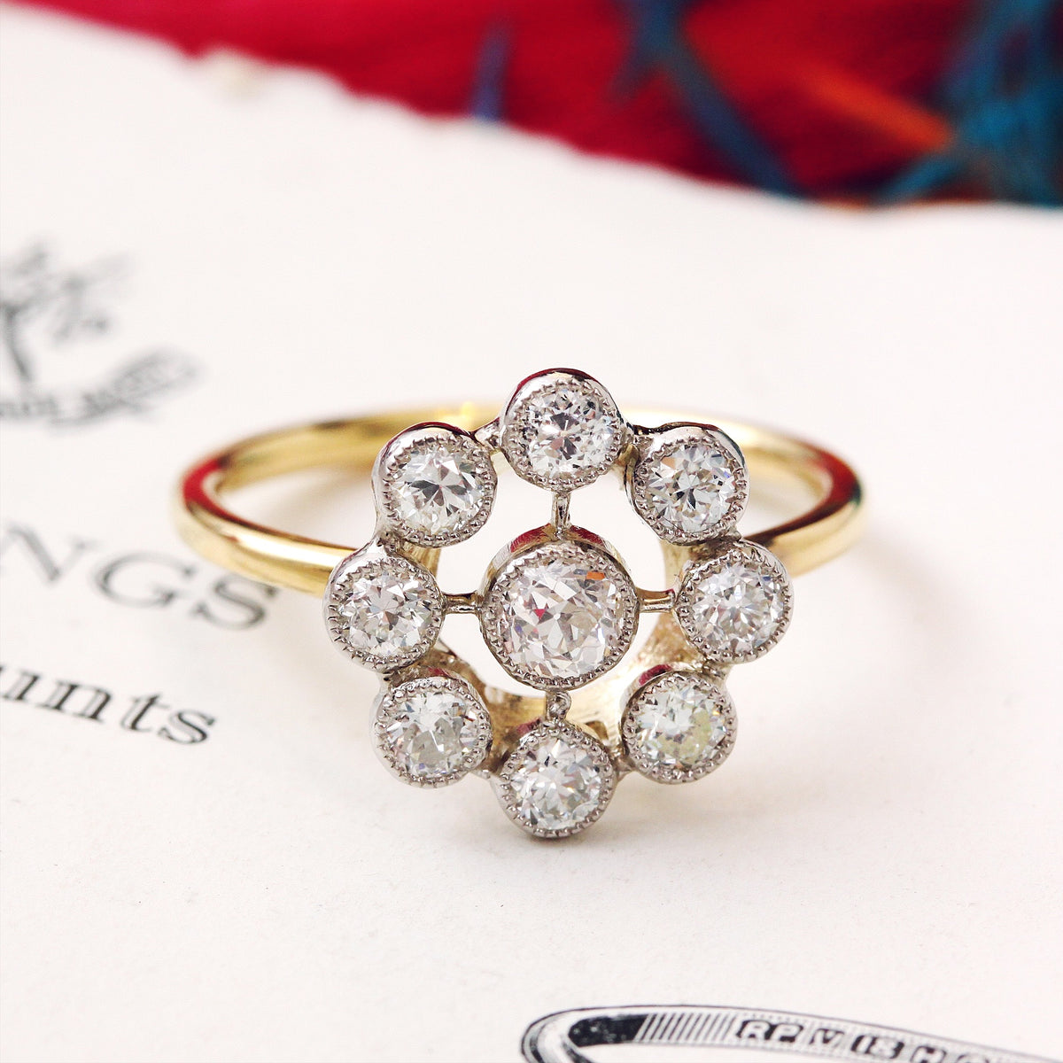 Vintage Hand Cut Diamond Halo Ring