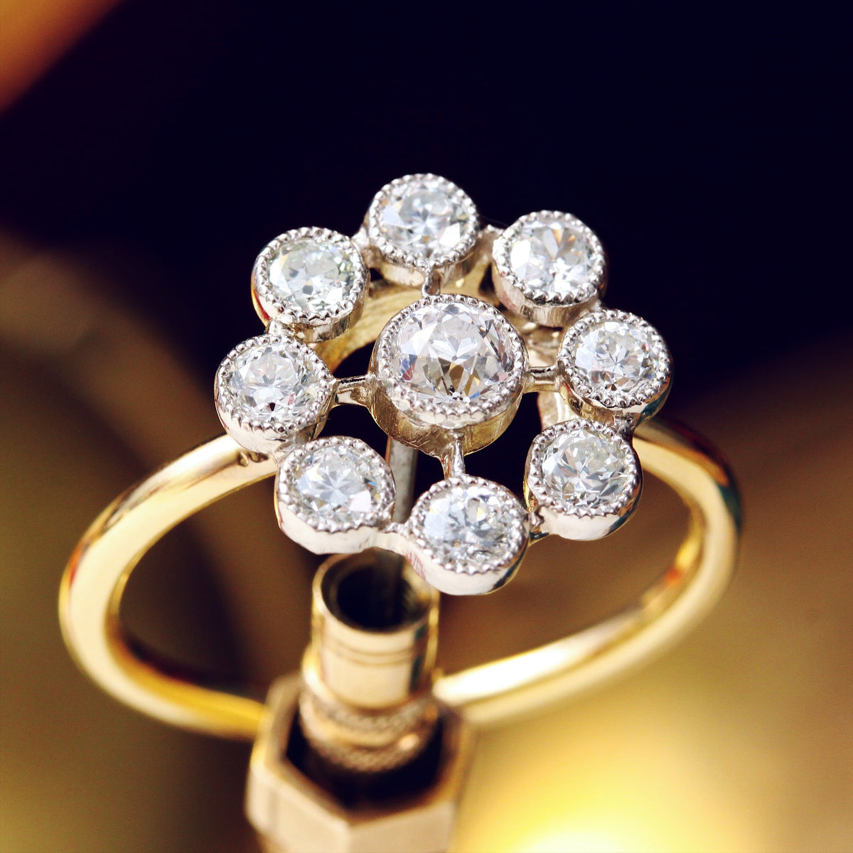 Vintage Hand Cut Diamond Halo Ring