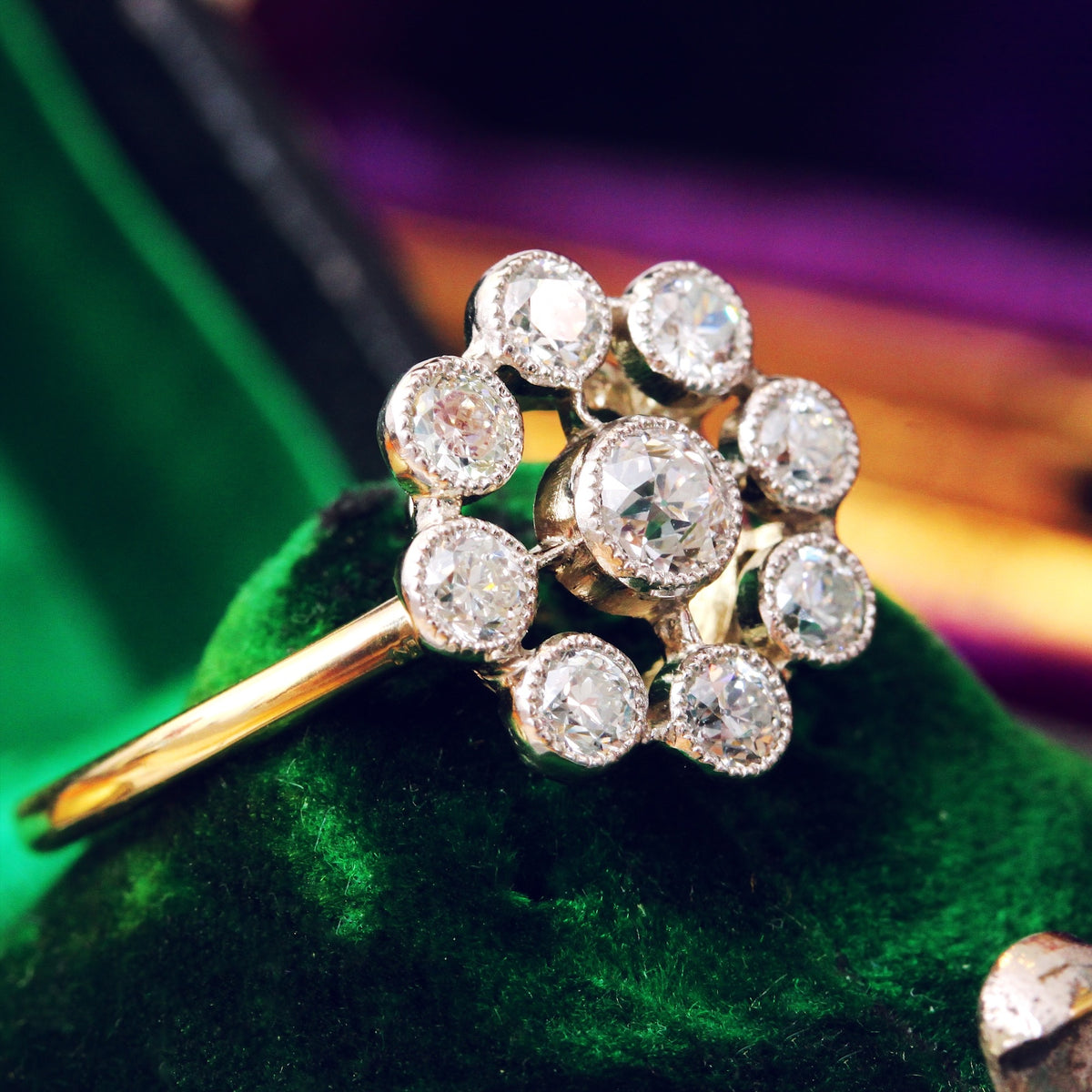 Vintage Hand Cut Diamond Halo Ring