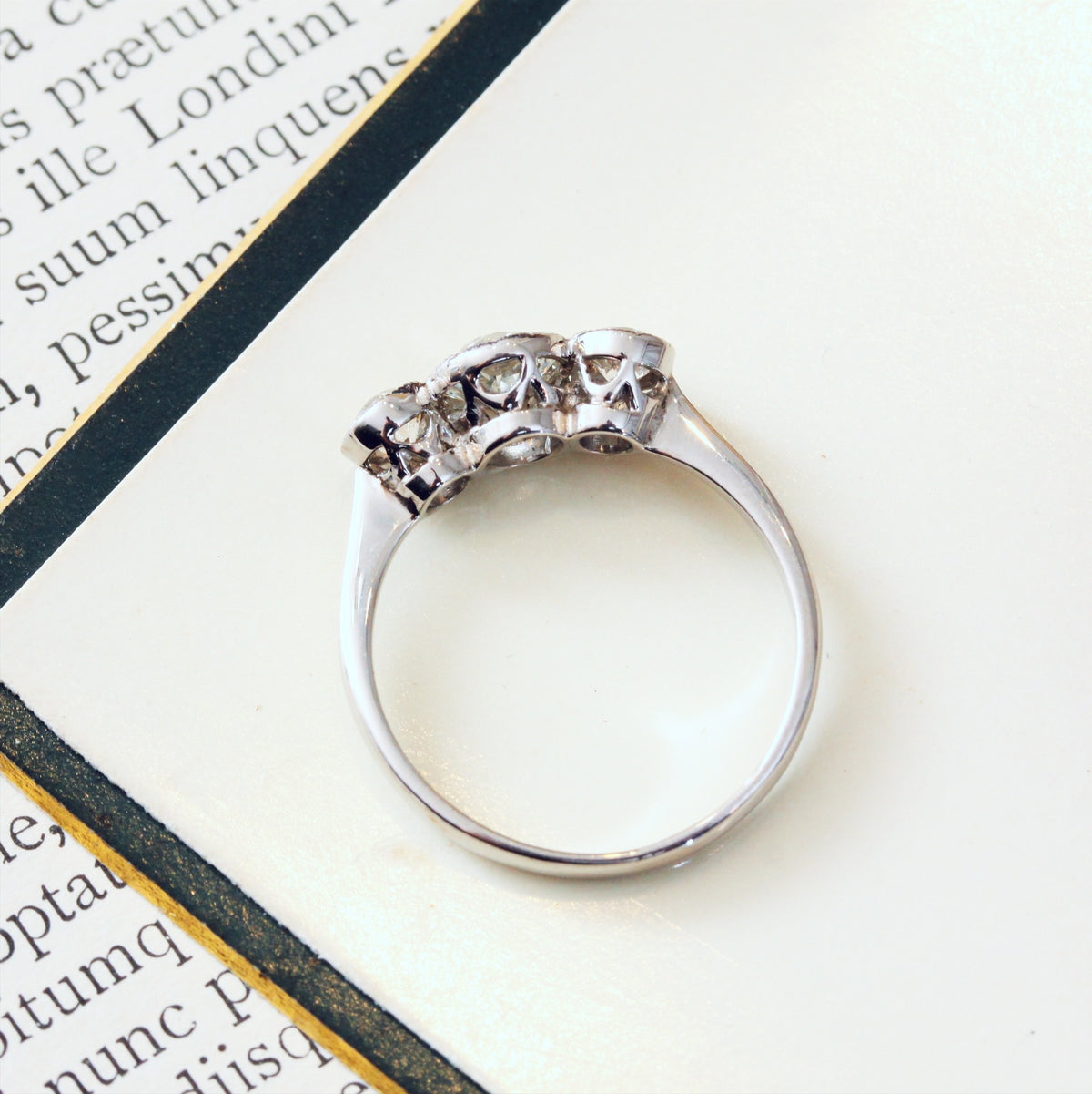Vintage Recycled Hand Cut Diamond Trilogy Ring