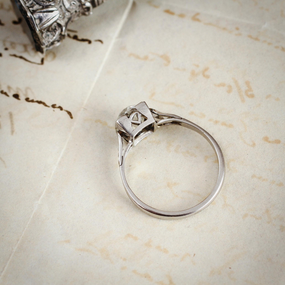 Certificated 1.39ct Old European Cut Diamond Solitaire Engagement Ring