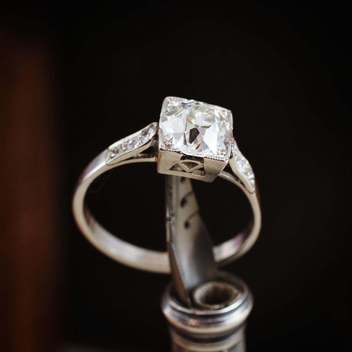 Certificated 1.39ct Old European Cut Diamond Solitaire Engagement Ring