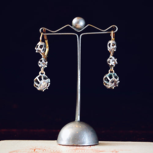 Antique Rose Cut Diamond Drop Earrings