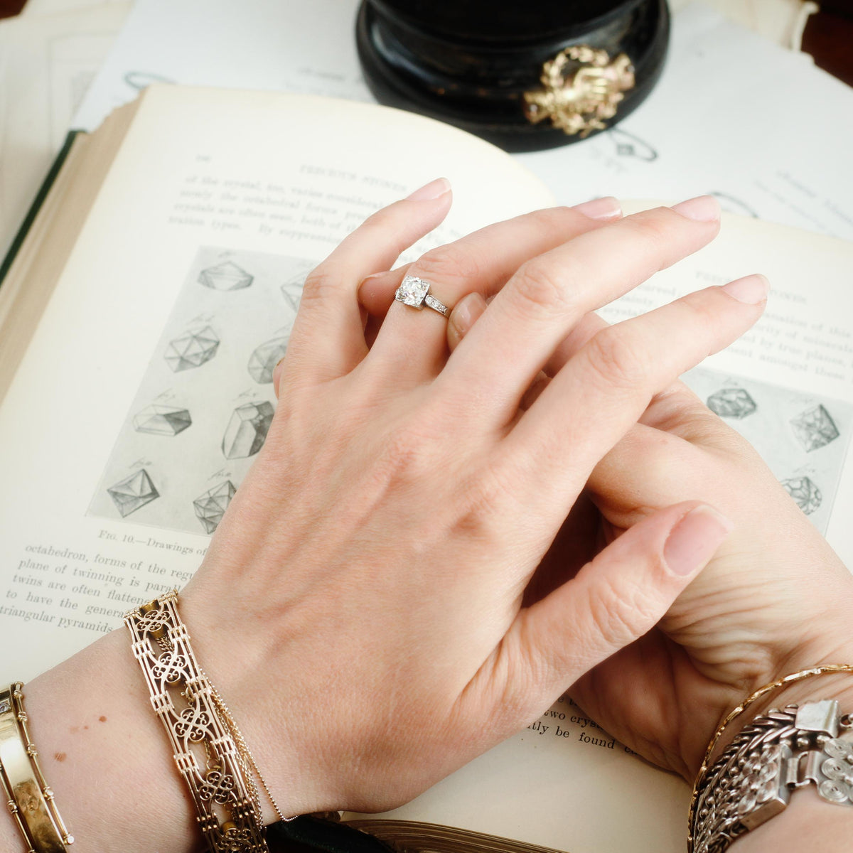 Certificated 1.39ct Old European Cut Diamond Solitaire Engagement Ring