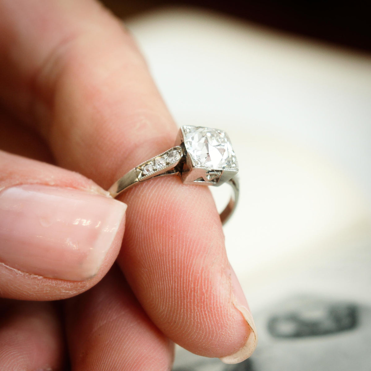 Certificated 1.39ct Old European Cut Diamond Solitaire Engagement Ring