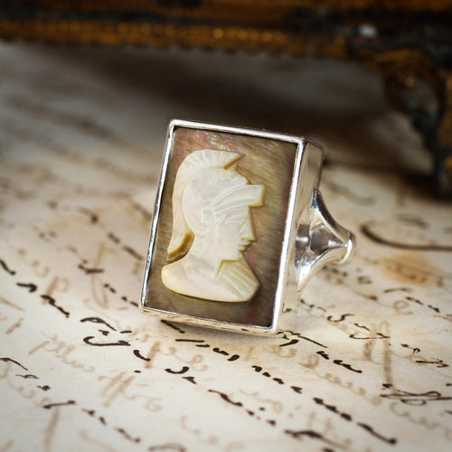 Statement Hand Carved Centurion Shell Cameo Ring