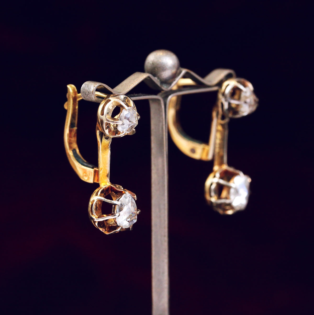 Vintage Rose Cut Diamond Drop Earrings