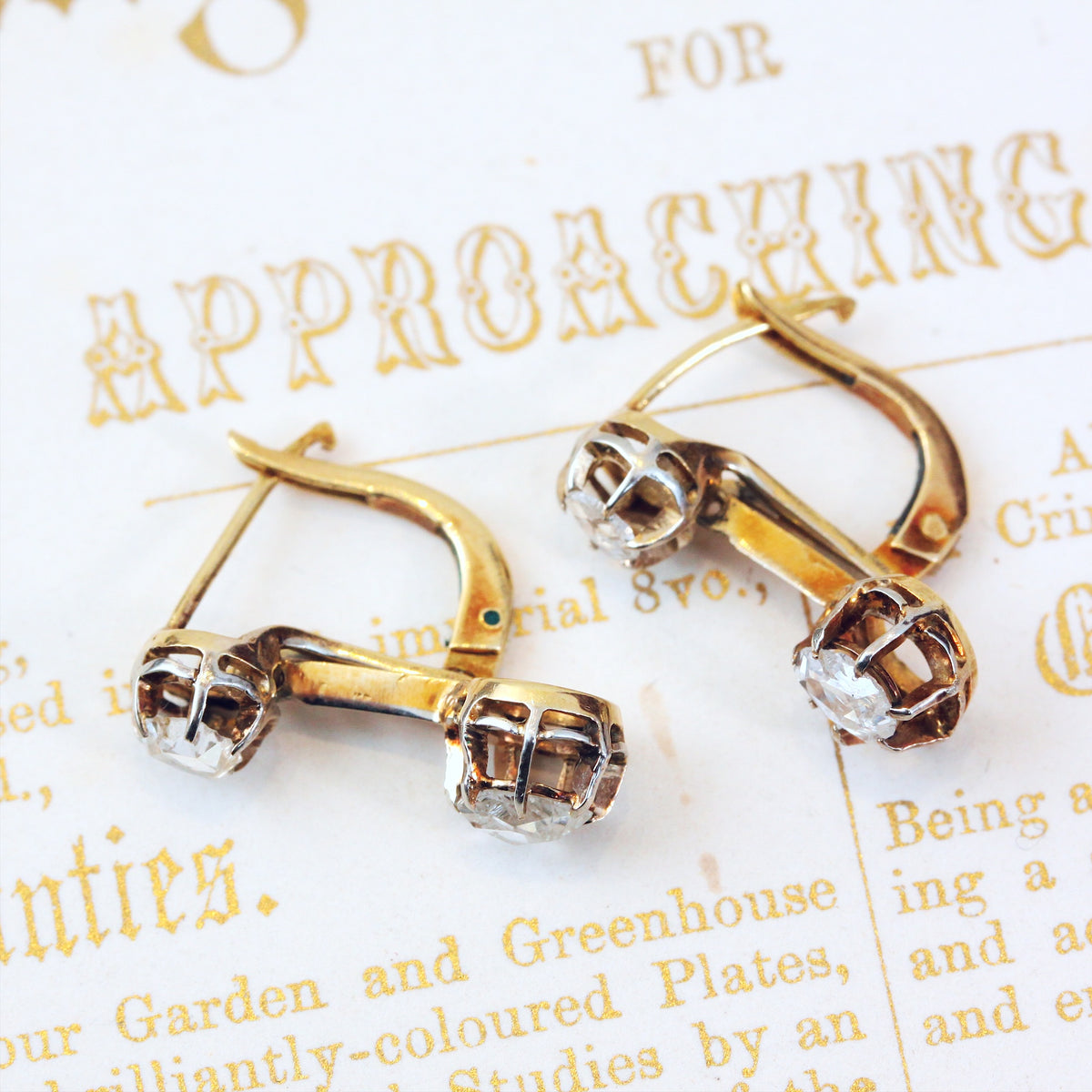 Vintage Rose Cut Diamond Drop Earrings