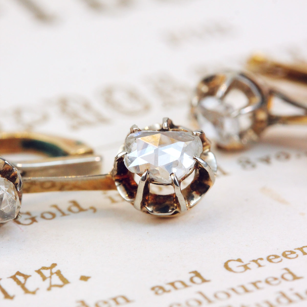 Vintage Rose Cut Diamond Drop Earrings