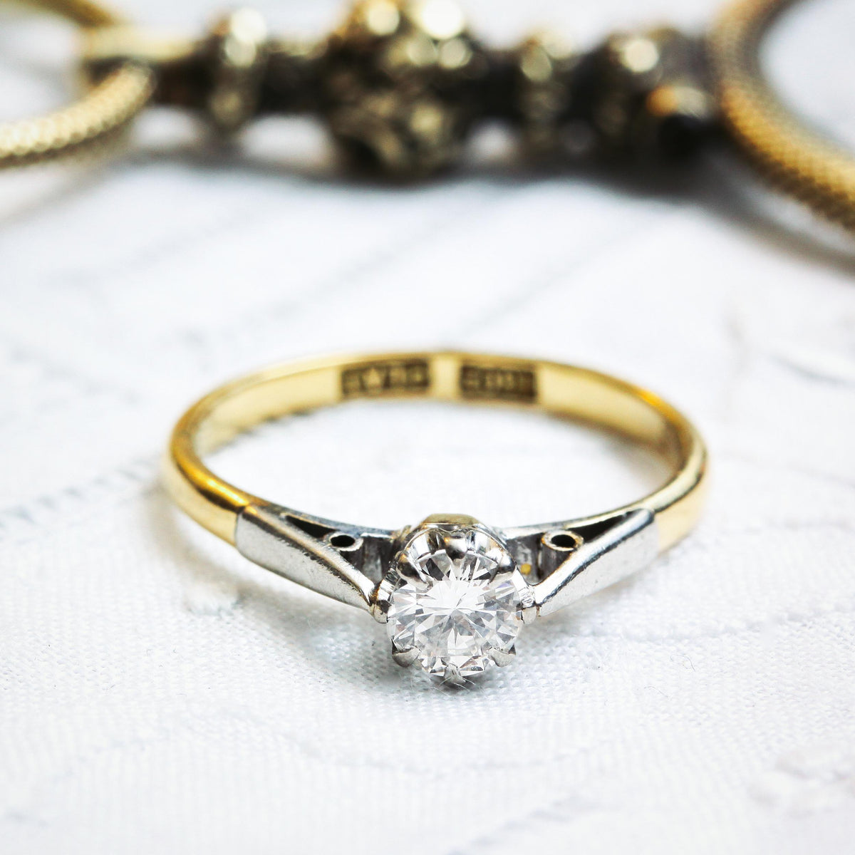 Glittering Sensation! Vintage Brilliant Cut Diamond Solitaire Ring