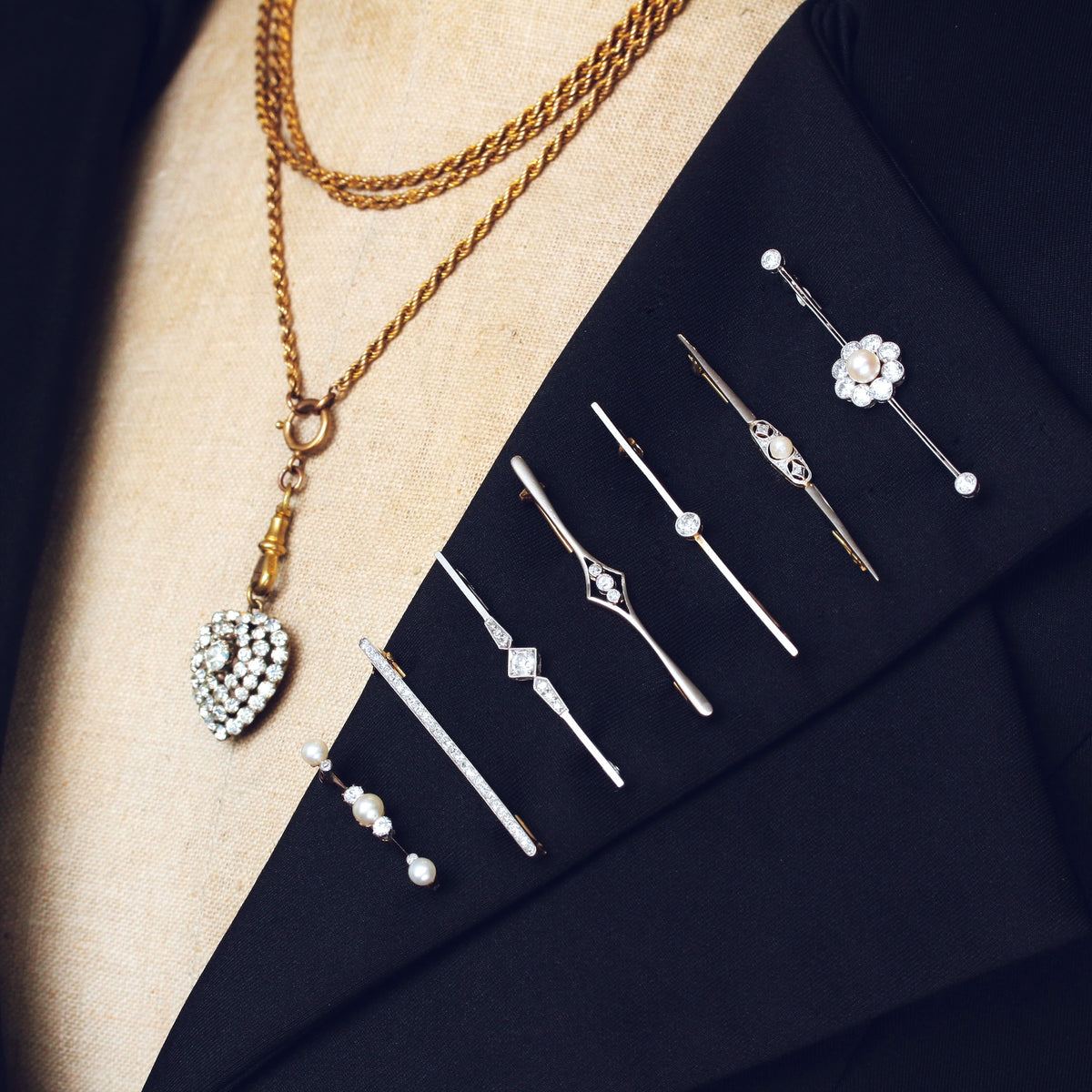 Edwardian Elegance Diamond Bar Brooch