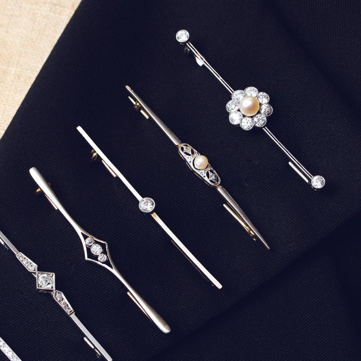 Edwardian Elegance Diamond Bar Brooch