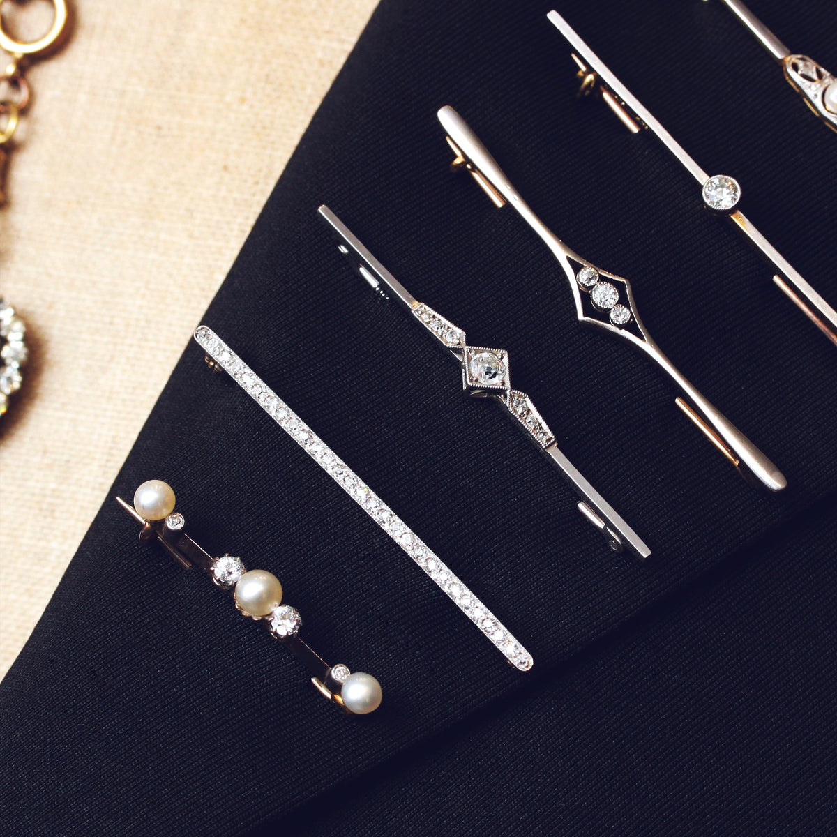 Edwardian Elegance Diamond Bar Brooch