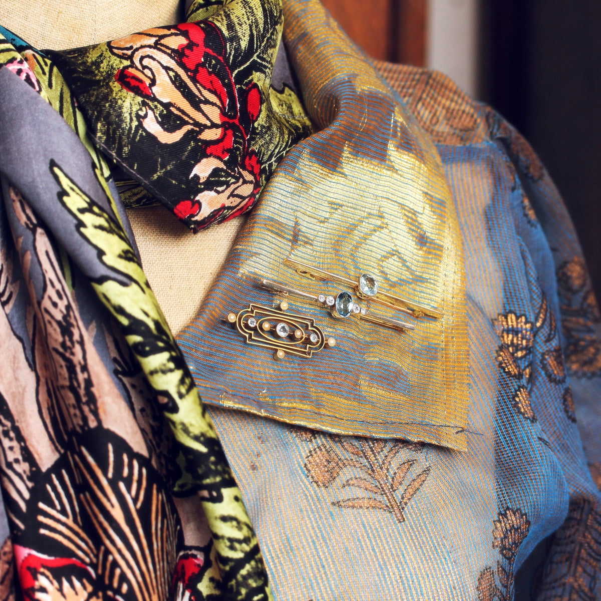 Ethereal Edwardian 15ct Gold Aquamarine Brooch