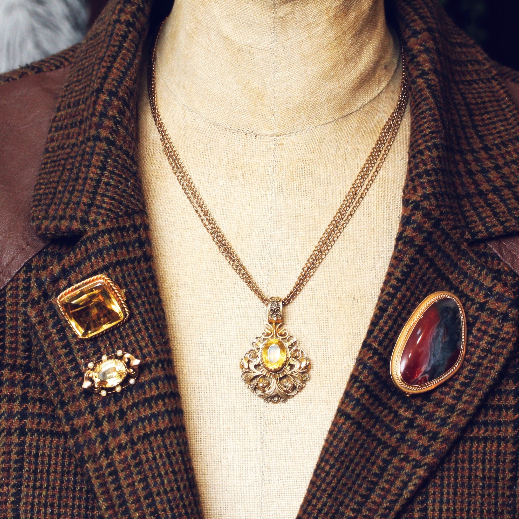 Antique store citrine pendant