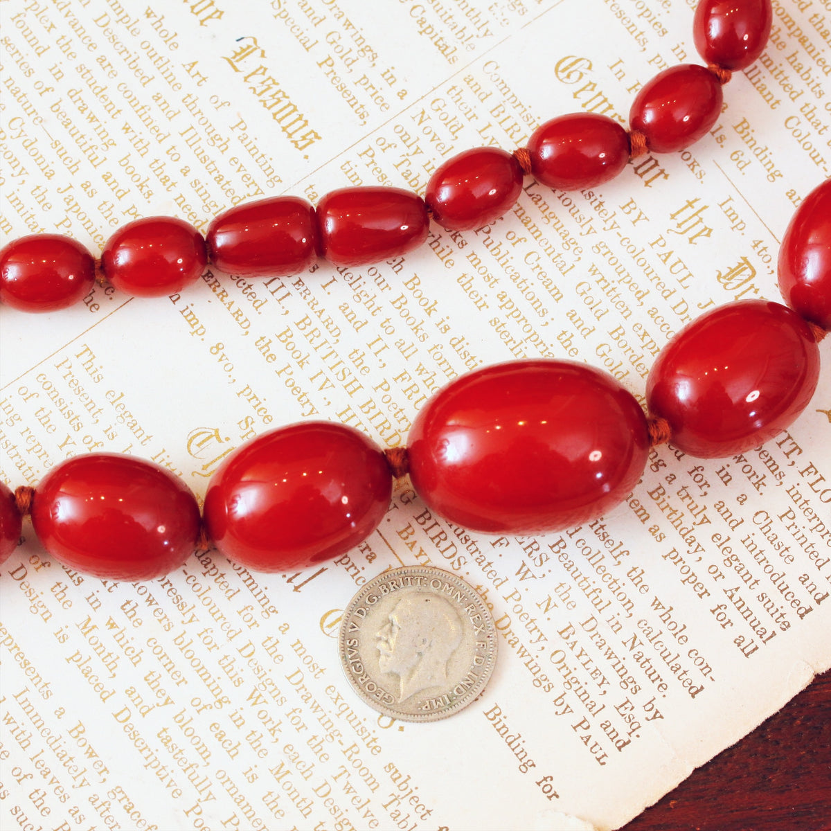 Vintage Brown Amber Bead Necklace