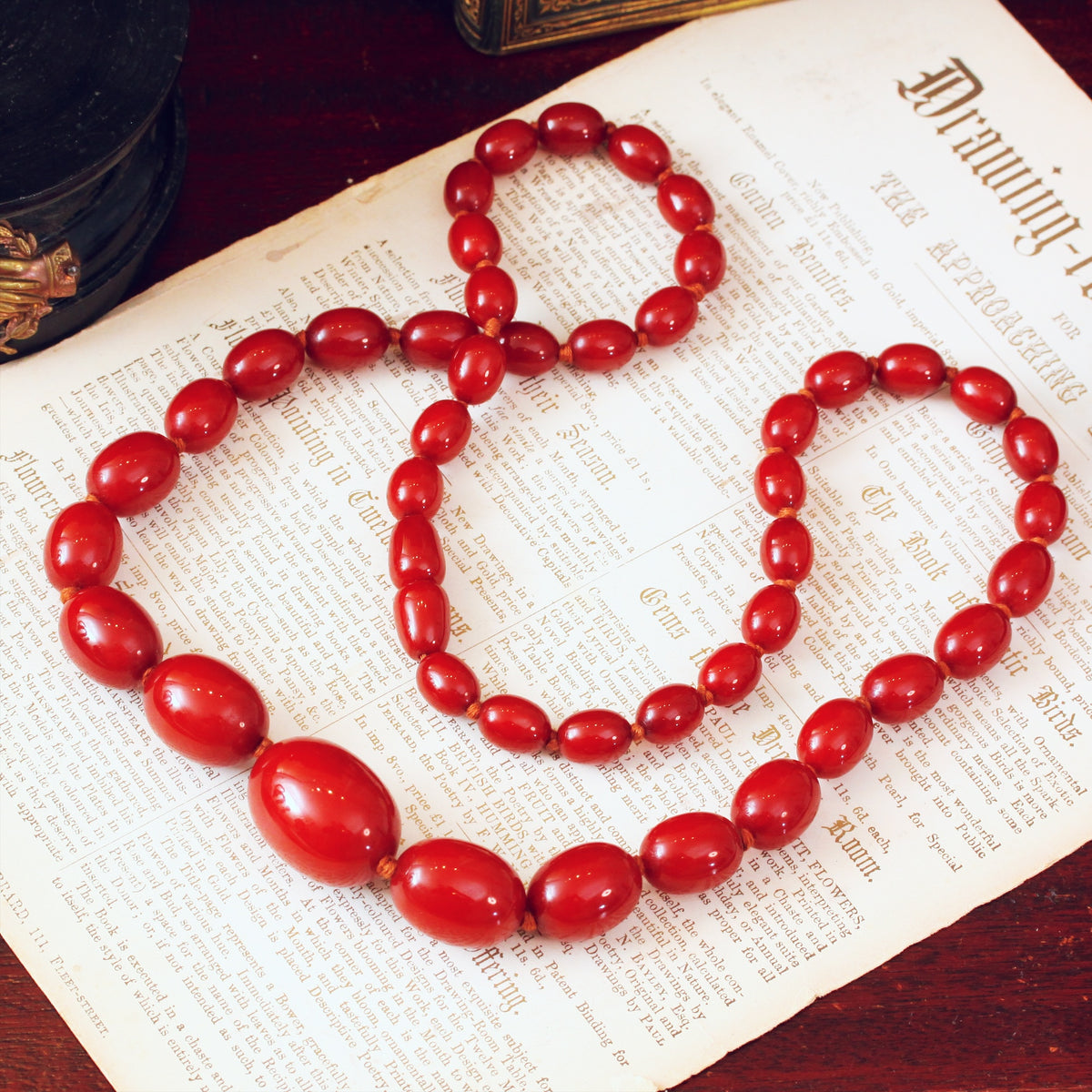 Vintage Brown Amber Bead Necklace