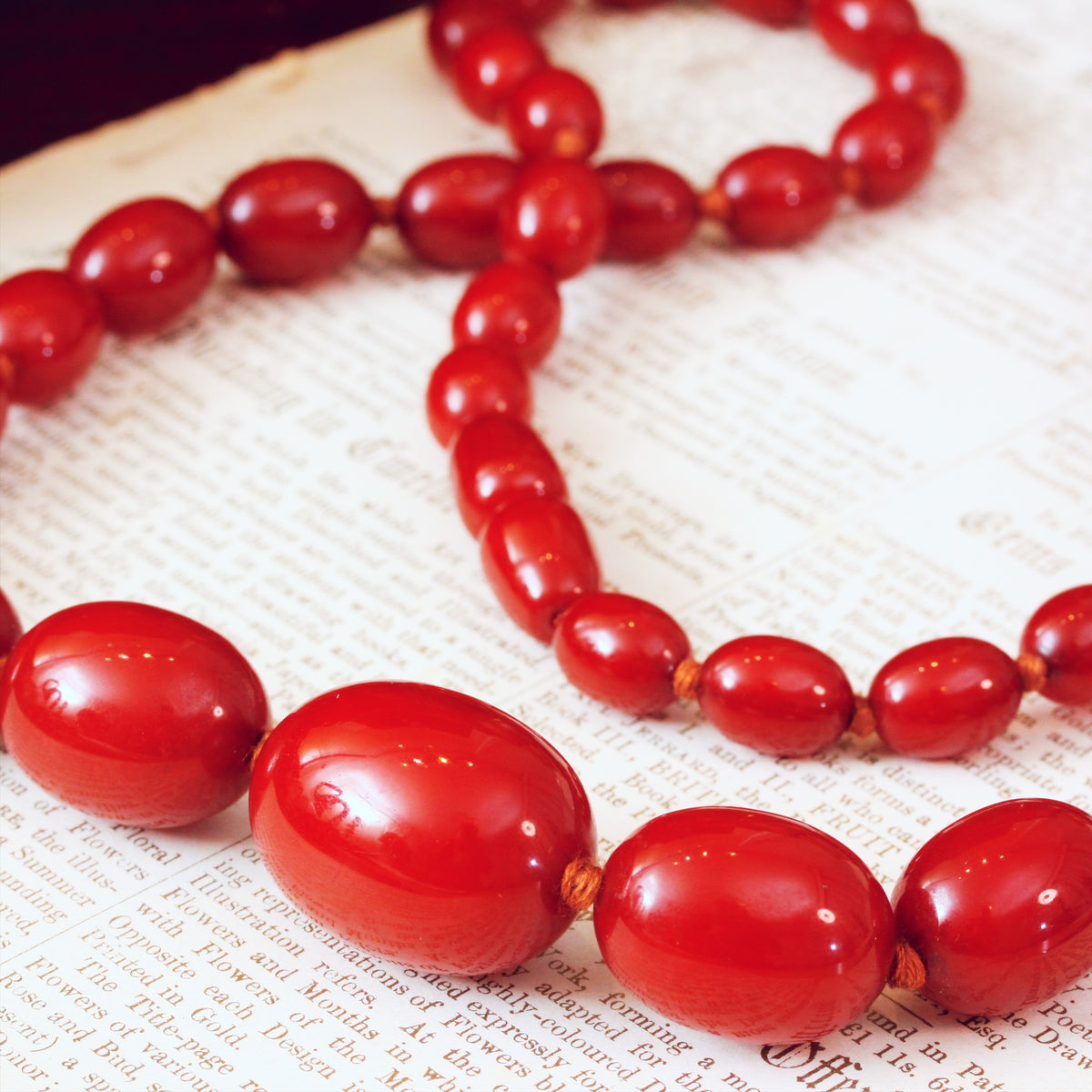 Vintage Brown Amber Bead Necklace